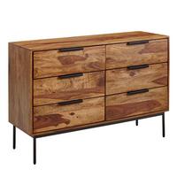 KOMMODE – Massivholz/Metall, 117x80x42 cm, 6 Schubladen, Industrial-Stil - Schwarz/Braun, Holz/Metall (117/80/42cm) - KADIMA DESIGN