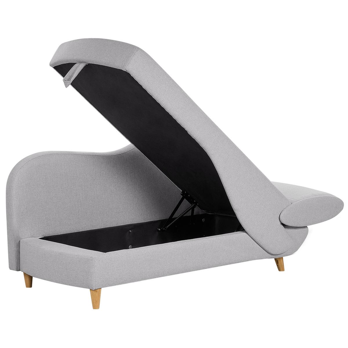 CHAISELONGUE Leinenoptik hellgrau mit Bettkasten rechtsseitig Meri - Hellbraun/Grau, Textil (156/73/69cm) - Beliani
