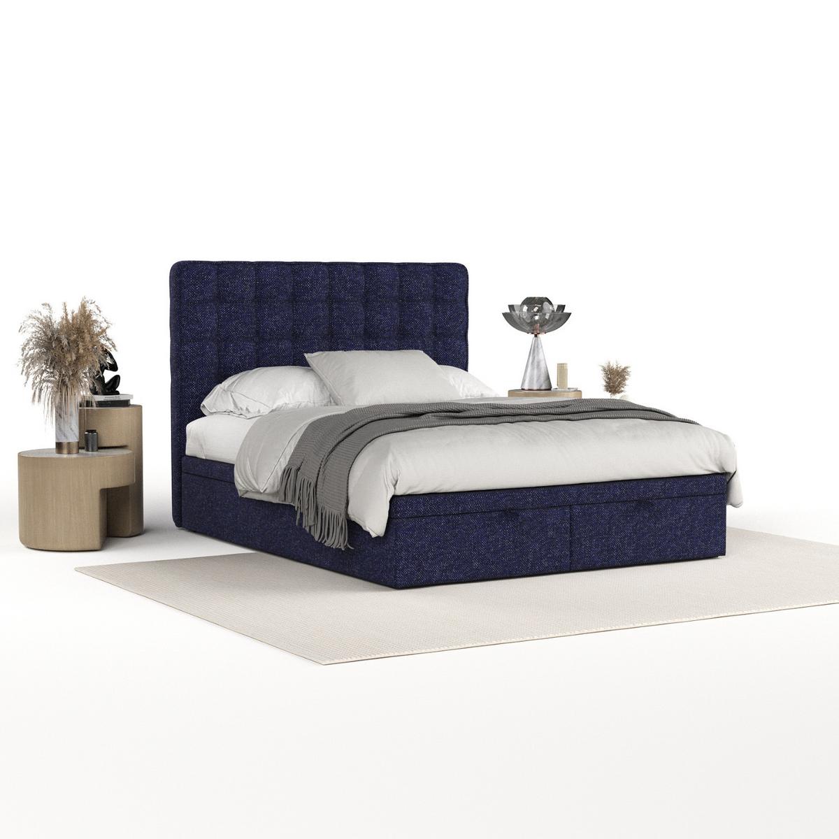 POLSTERBETT Celestia mit Stauraum 160/200 cm Marineblau im Alta Stoff - Schwarz/Dunkelblau, Holz/Holzwerkstoff (160/200cm) - AltaBeds