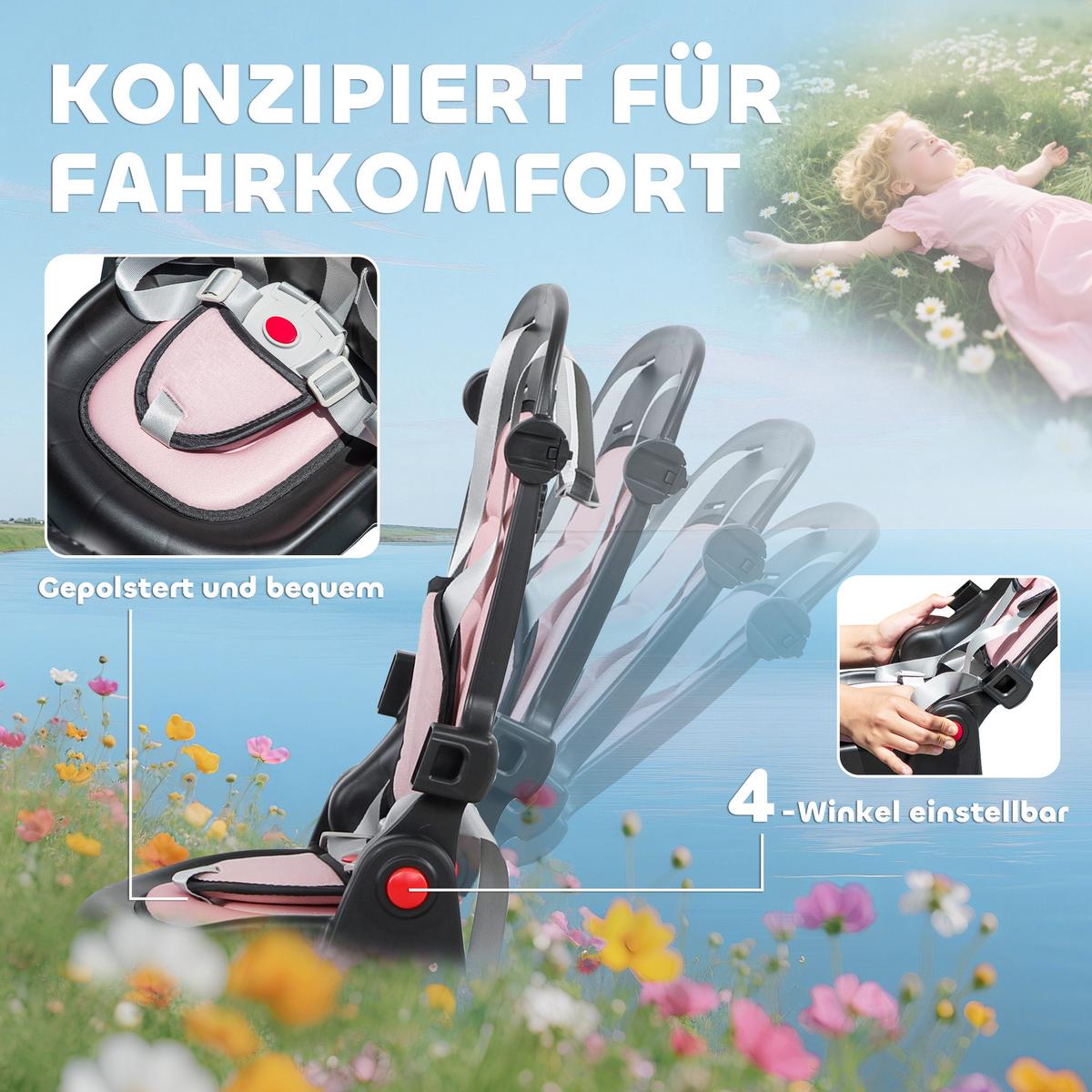 DREIRAD 6in1 mit Schubstange für 1-5 Jahre Kinderdreirad mit drehbarem Sitz Rosa - Rosa, Kunststoff (111.5/52/98cm) - AIYAPLAY