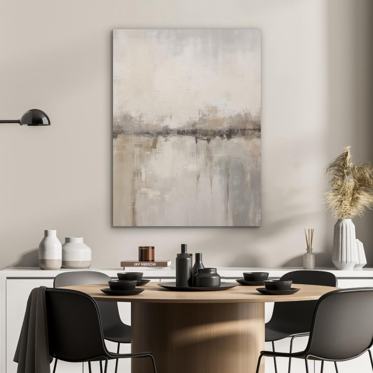 AKUSTIKBILD Moderne Kunst - Abstrakt - Beige Wandbilder 60x80 cm - Beige, Kunststoff (60/80/0.9cm) - MuchoWow