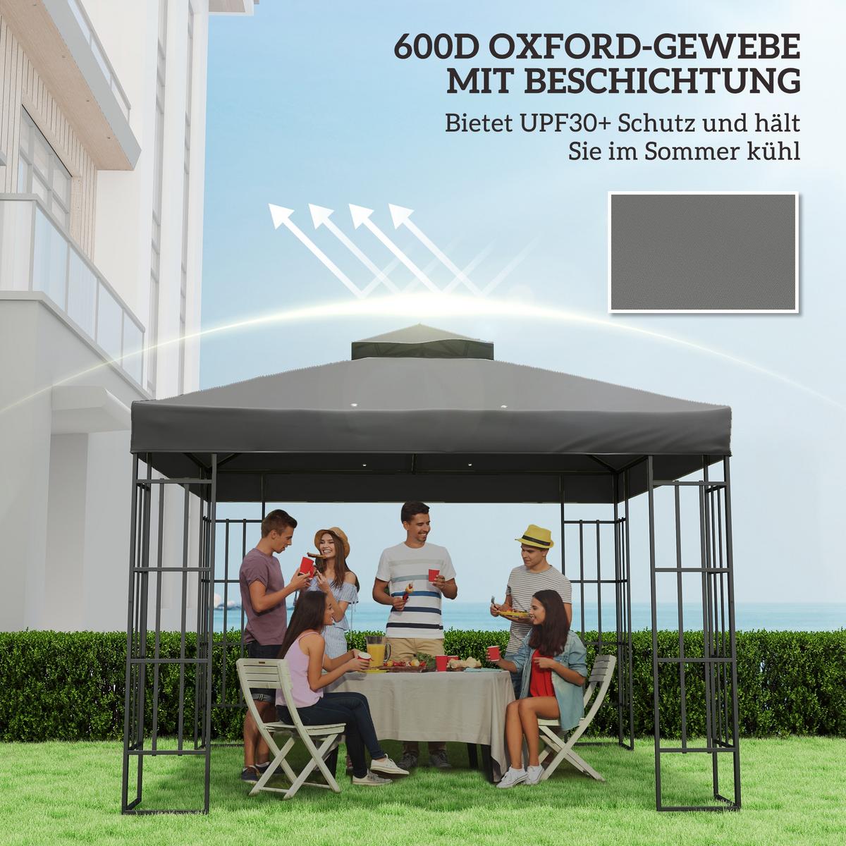 ERSATZDACH für Pavillon 3 x 3 m - Dunkelgrau, Kunststoff (300/1/300cm) - Outsunny