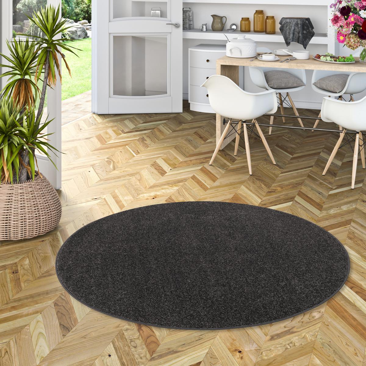 HOCHFLOR VELOURS TEPPICH COTTAGE RUND - Anthrazit, Textil (160/160cm) - Snapstyle