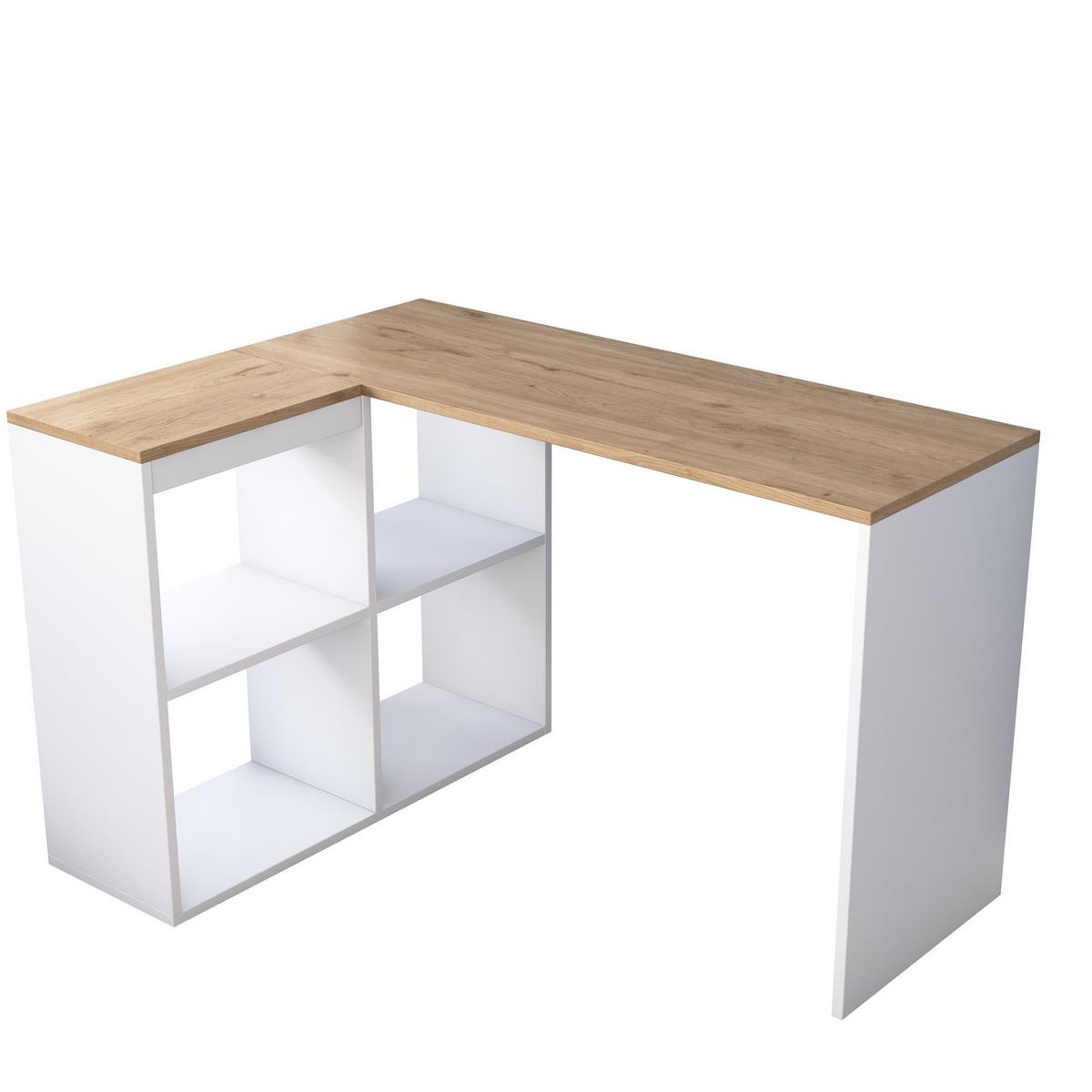 ECKSCHREIBTISCH in eiche- und weissoptik 50/120/74,8 cm - Eichefarben, Holzwerkstoff (55/50/74.8cm) - Calicosy