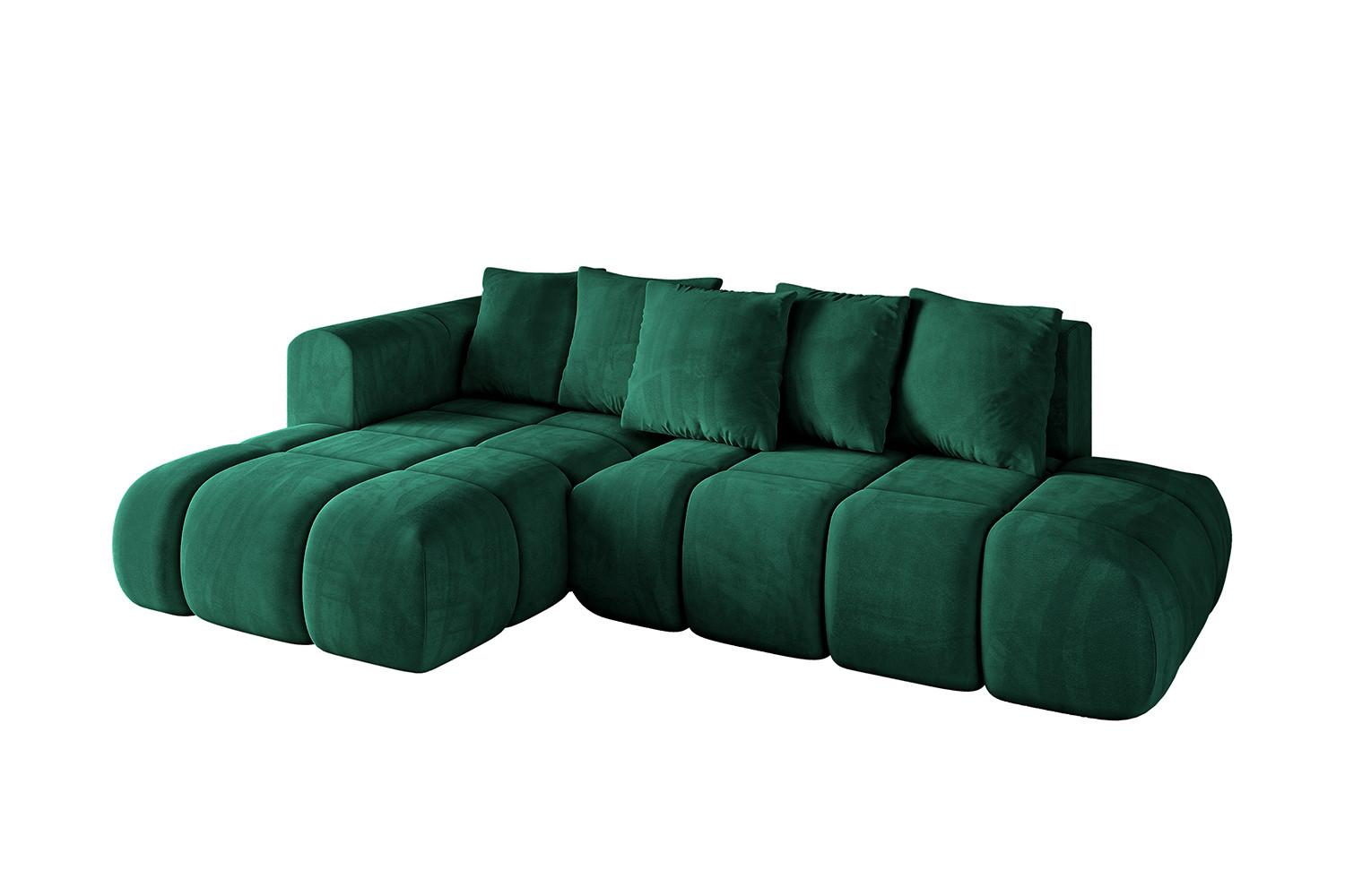 ECKSOFA Ottomane Links CLOUD-L-v1 280x185x90 Dunkelgrün Velours - Dunkelgrün, Holzwerkstoff/Kunststoff (180/289cm) - ALTDECOR