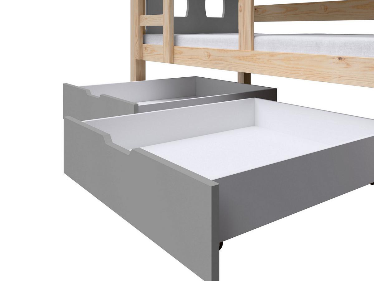 ETAGENBETT LEONE mit Bettkasten 80x180 cm Kieferfarben - Kieferfarben/Grau, Holz (80/180cm) - MASSENO