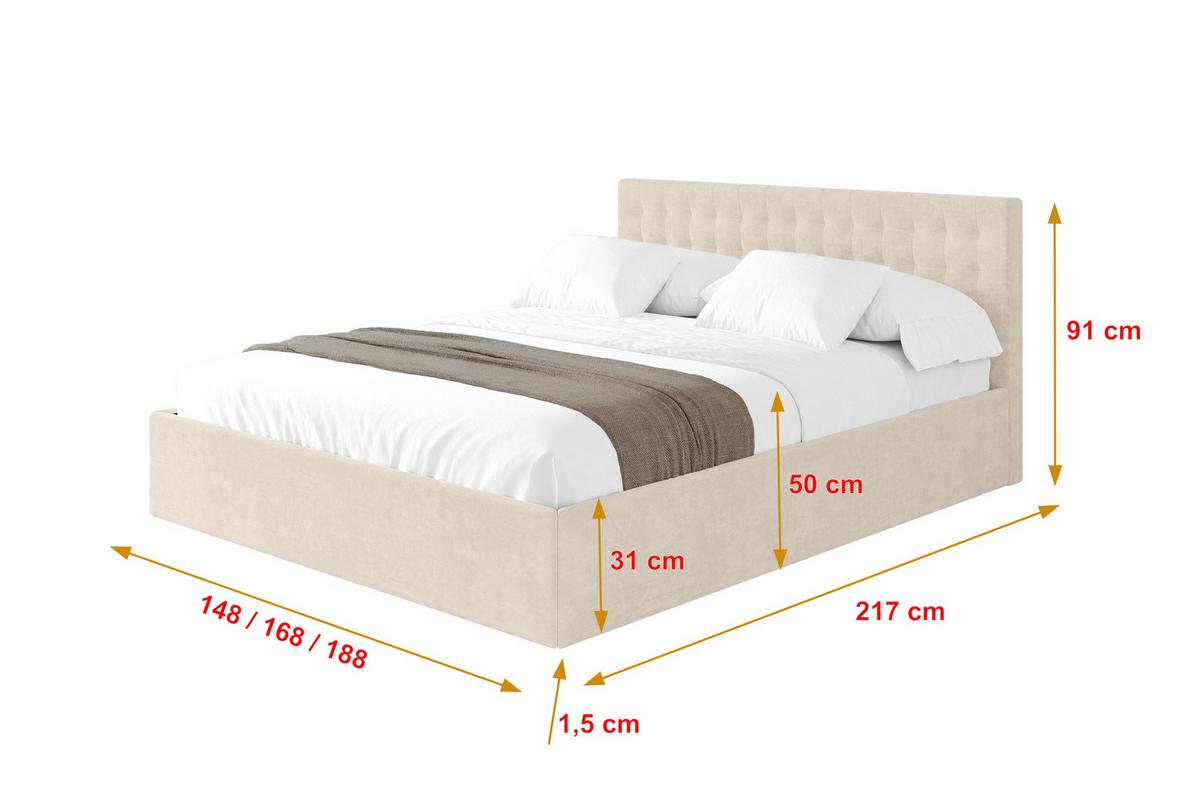 POLSTERBETT mit Bettkasten und Lattenrost, Boxbett ohne Matratze - PARI 180x200 Beige - Beige, Holzwerkstoff/Textil (180/200cm) - ALTDECOR