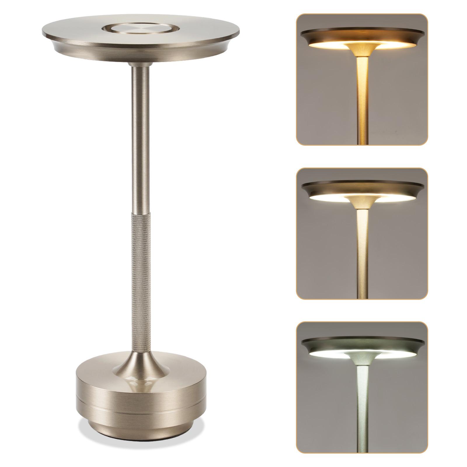 TISCHLEUCHTE Glanzig 12.8/12.8/27 cm - Nickelfarben, Kunststoff/Metall (12.8/12.8/27cm) - ZMH