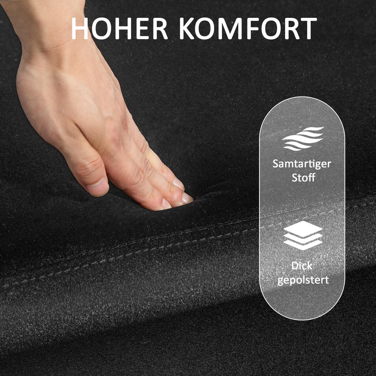 TRUHENBANK Metall, Kautschukholz, Schaumstoff Schwarz - Schwarz, Textil (40/42/100cm) - HOMCOM