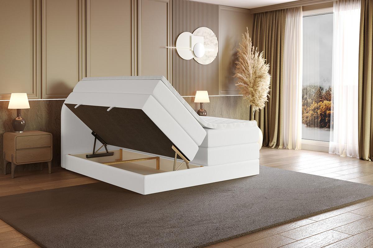BOXSPRINGBETT mit Matratze und Lattenrost - NOX KING-120x200 - Weiß - Weiß, Holzwerkstoff (120/200cm) - ALTDECOR