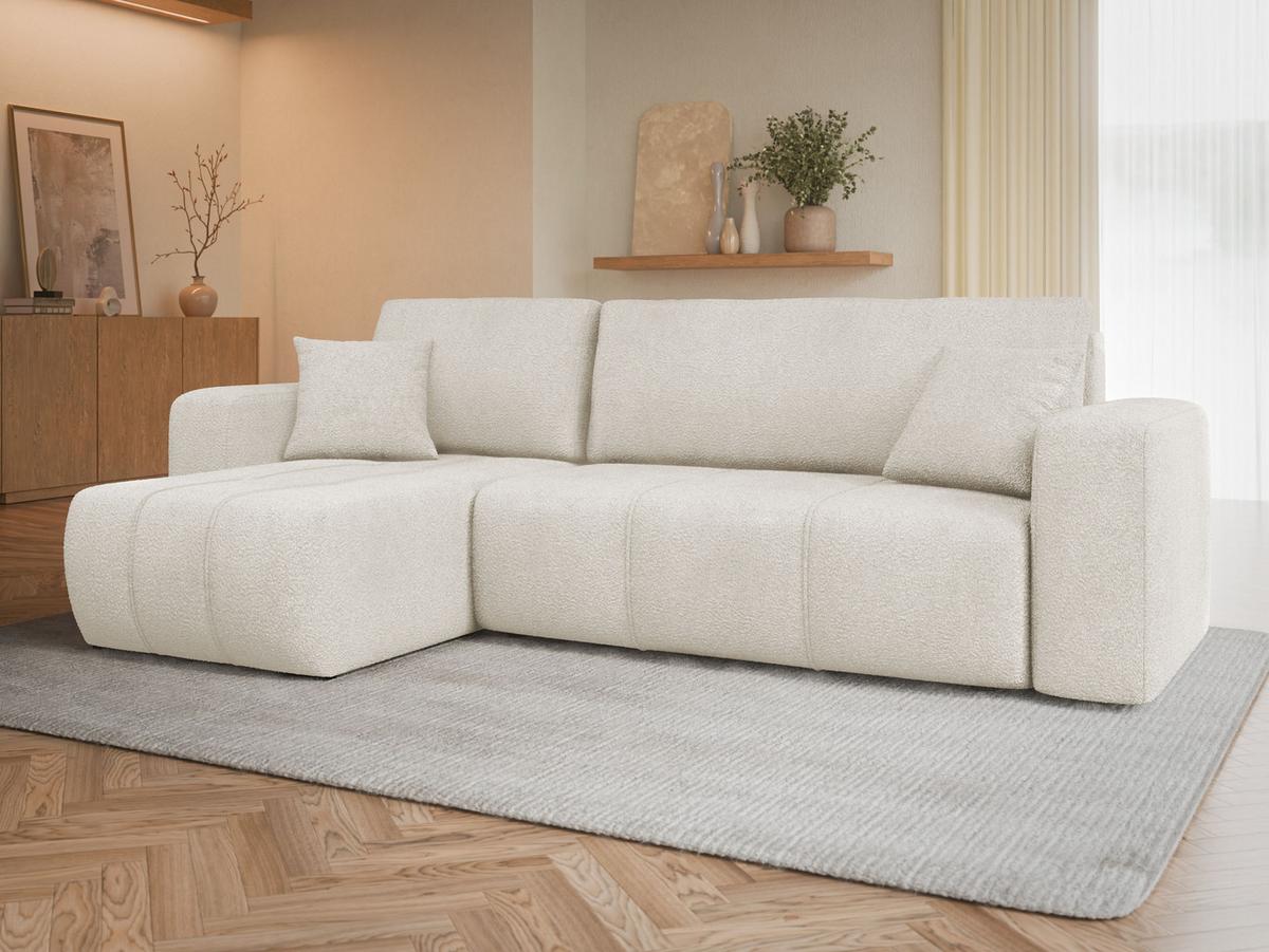 ECKSOFA Furyn Boucle - Schwarz/Naturfarben, Holzwerkstoff/Kunststoff (244/145cm) - MIRJAN24