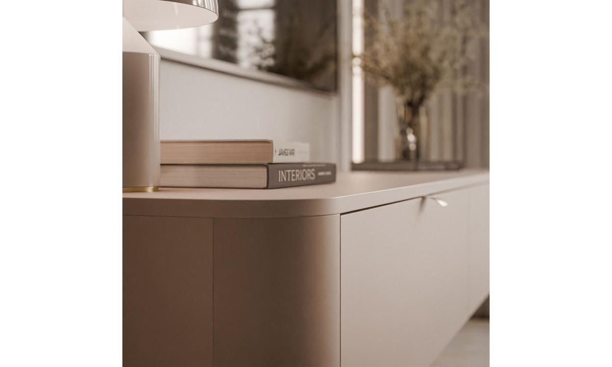 TV-SCHRANK SAGE 180/40/27 cm Kaschmir hängend Griffe Goldchrom - Kaschmir/Goldfarben, Holzwerkstoff (180/27/40cm) - Lookway