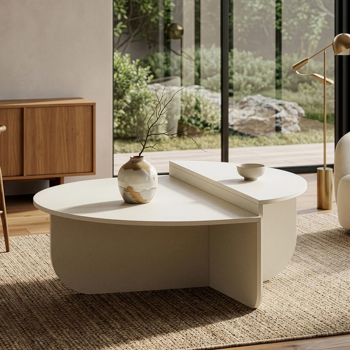 COUCHTISCH Tondesdaslo 90/90/35 cm - Weiß, Holzwerkstoff (90/90/35cm) - [en.casa]