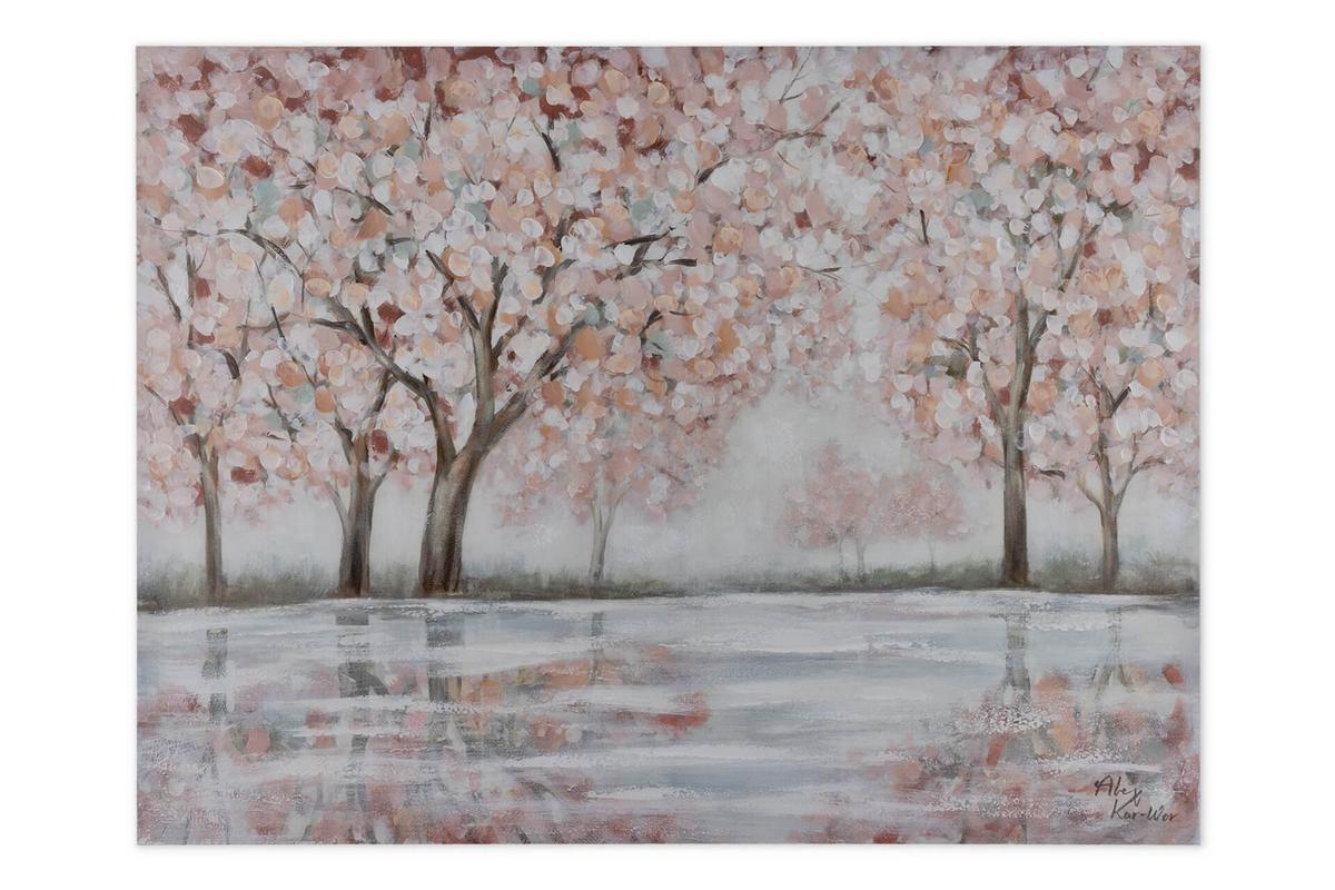 ACRYLBILD HANDGEMALT 100/75 cm - Pink/Grau, Holz/Textil (100/75cm) - KUNSTLOFT