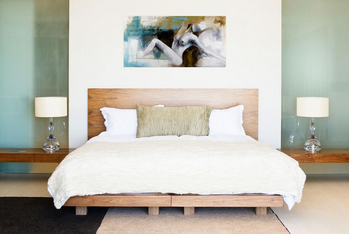 ÖLGEMÄLDE 120/60 cm - Petrol/Weiß, Holz/Textil (120/60cm) - KUNSTLOFT