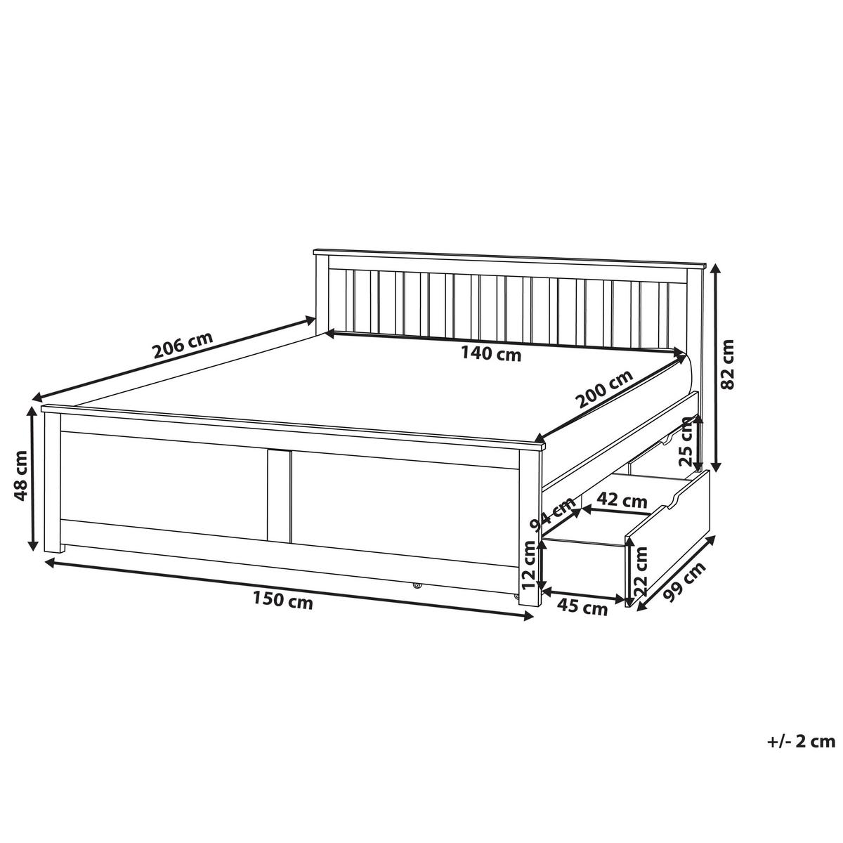 BETT mit 2 Schubladen 140/200 cm Kiefernholz Braun Olendon - Braun, Holz (140/200cm) - Beliani
