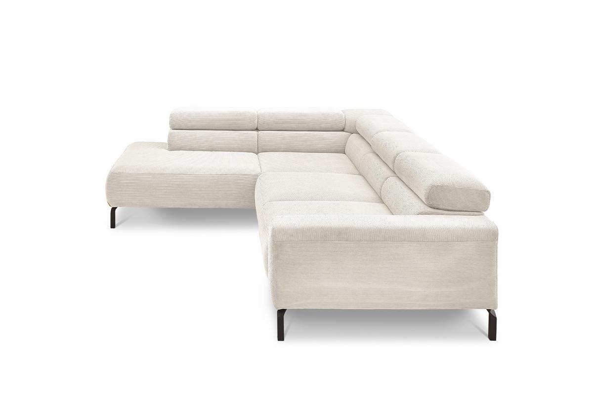 ECKSOFA MIT MOTORISCHEM SITZVORZUG DELIA Weiß Cord Relaxfunktion - Schwarz/Weiß, Textil/Metall (276/219cm) - KAWOLA