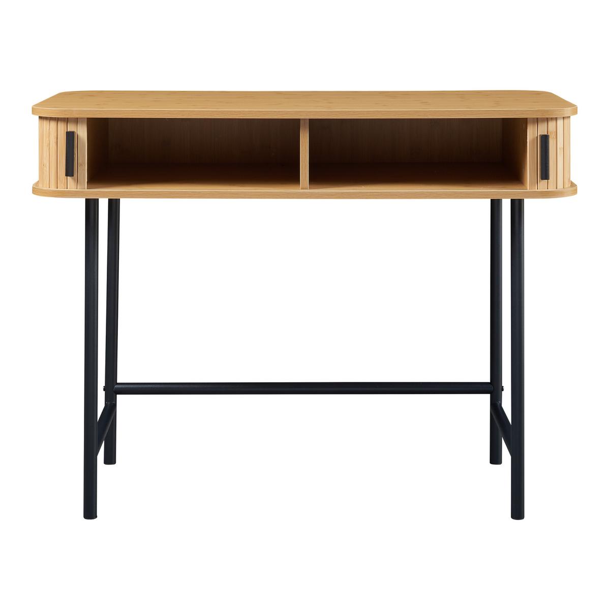 KONSOLENTISCH Tvedestrand - Schwarz/Naturfarben, Holzwerkstoff/Metall (50/100/76cm) - [en.casa]