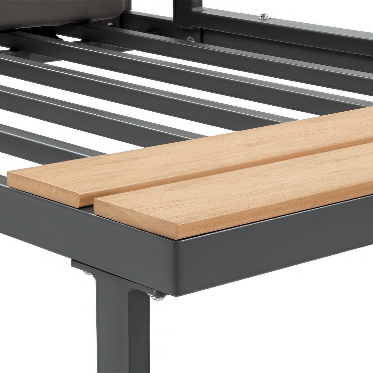 GARTENSET Madison mit Ecksofa und Kaffeetisch, Modulares Set, Metallbeine, Dunkelgrau - Dunkelgrau, Metall - Beautysofa