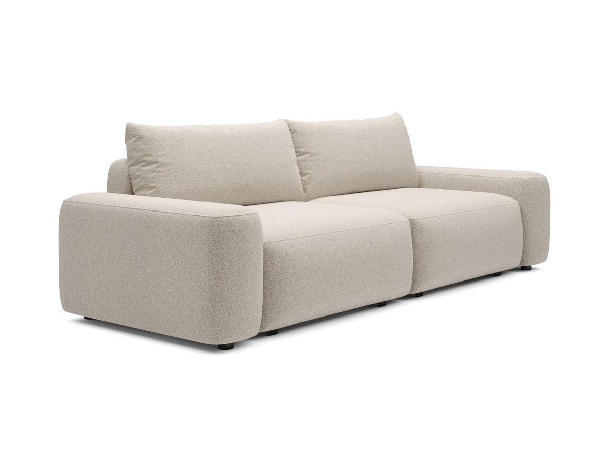 BETTSOFA RUOTA Creme Chenille-Stoff mit Schlaffunktion - Creme, Textil (105/87/257cm) - MASSENO