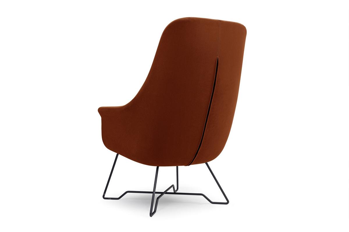SESSEL SEDUTA, Modern Polstersessel Loungesessel, Velours-Stoff Orange - Orange, Holz/Metall (72.5/101.5/83cm) - MASSENO