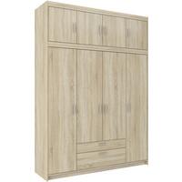 DREHTÜRENSCHRANK Elena mit 4 Türen und 2 Schubladen, mit Aufsatz Sonoma Eiche - Sonoma Eiche, Holzwerkstoff (176/245/53cm) - Beautysofa