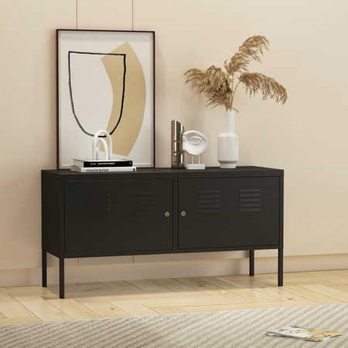 SIDEBOARD Pyhtää - Schwarz, Metall (40/60/118cm) - [en.casa]