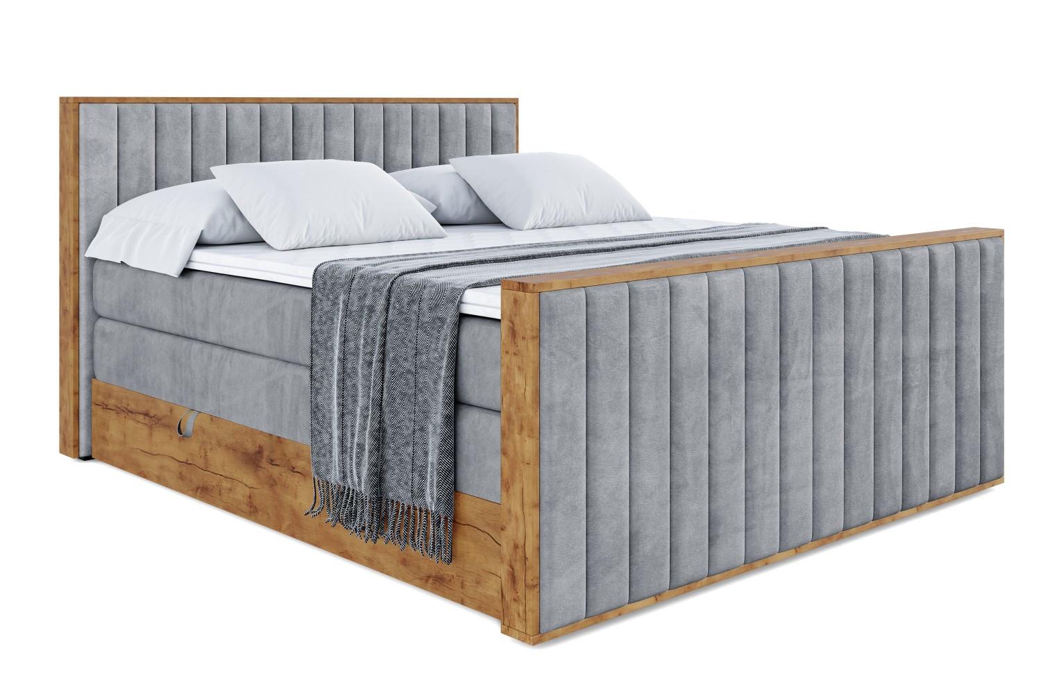 BOXSPRINGBETT mit Matratze H3|H4 und Lattenrost - LOLLI4-Z KING-200x200 - Grau Casablanca - Grau, Holzwerkstoff (200/200cm) - ALTDECOR
