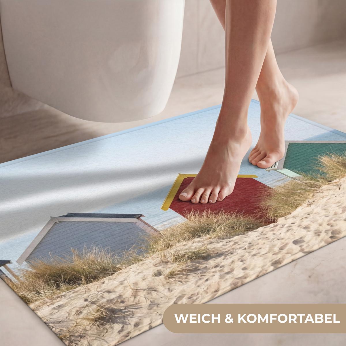 WC-VORLEGER Strand - Ferienhäuser - Farbenfroh - Dünen Toilettenteppich 90x60 cm - Multicolor, Textil (90/1cm) - OnlyWow