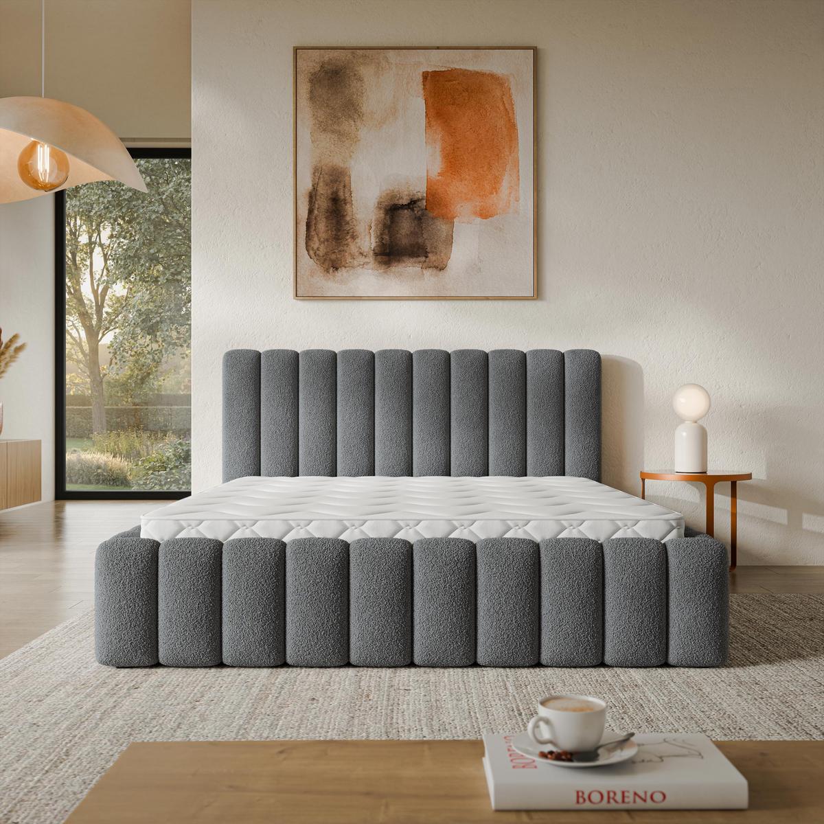 POLSTERBETT TEBA 160x200 cm mit Bettkästen - Grau - Grau, Holz (160/200cm) - MASSENO