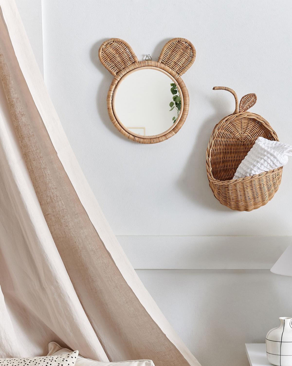 WANDSPIEGEL 30/33 cm Rattan Naturfarben Ashanti - Beige/Naturfarben, Naturmaterialien (30/33/2cm) - Beliani