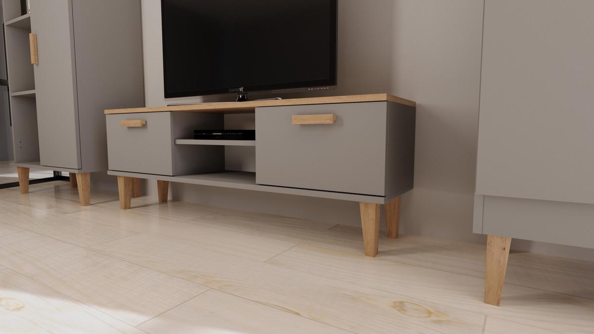 LOWBOARD Denver Grau 120/47,2/35 cm - Grau, Holzwerkstoff (120/47/35cm) - RAUMHIRSCH FURNITURE
