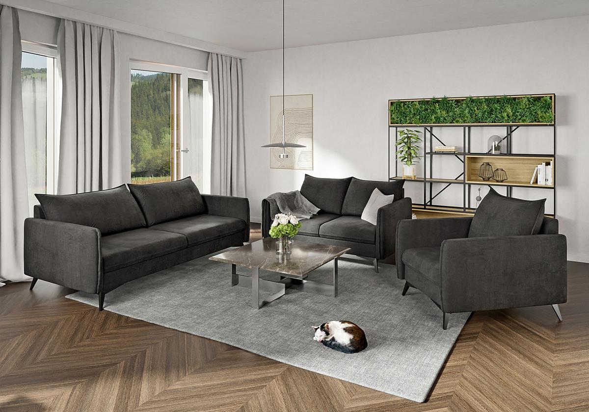 SESSEL Pulse Graphit Luxusmicrofaser - Graphitfarben/Schwarz, Holz/Textil (74/86/31cm) - S-Style Möbel