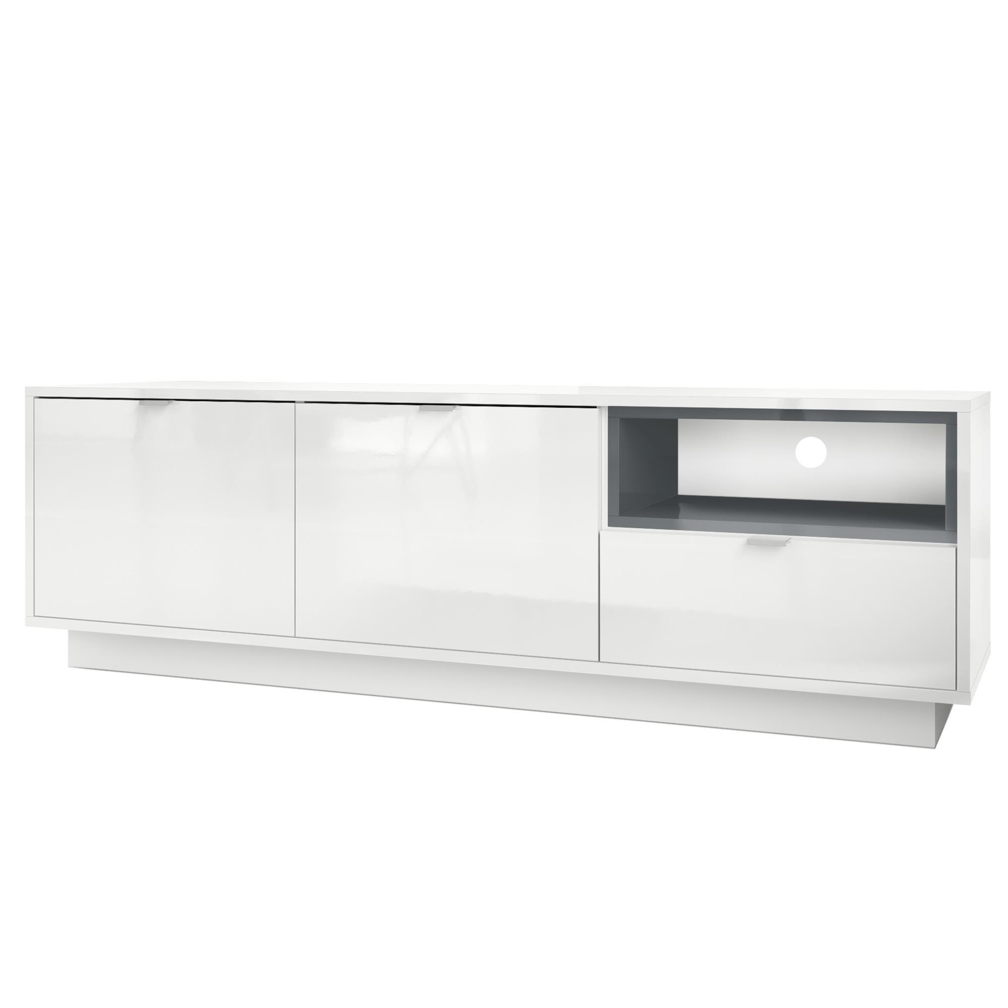 LOWBOARD Metro Einsatz in Grau Hochglanz - Grau, Holzwerkstoff (153/48/37cm) - Vladon