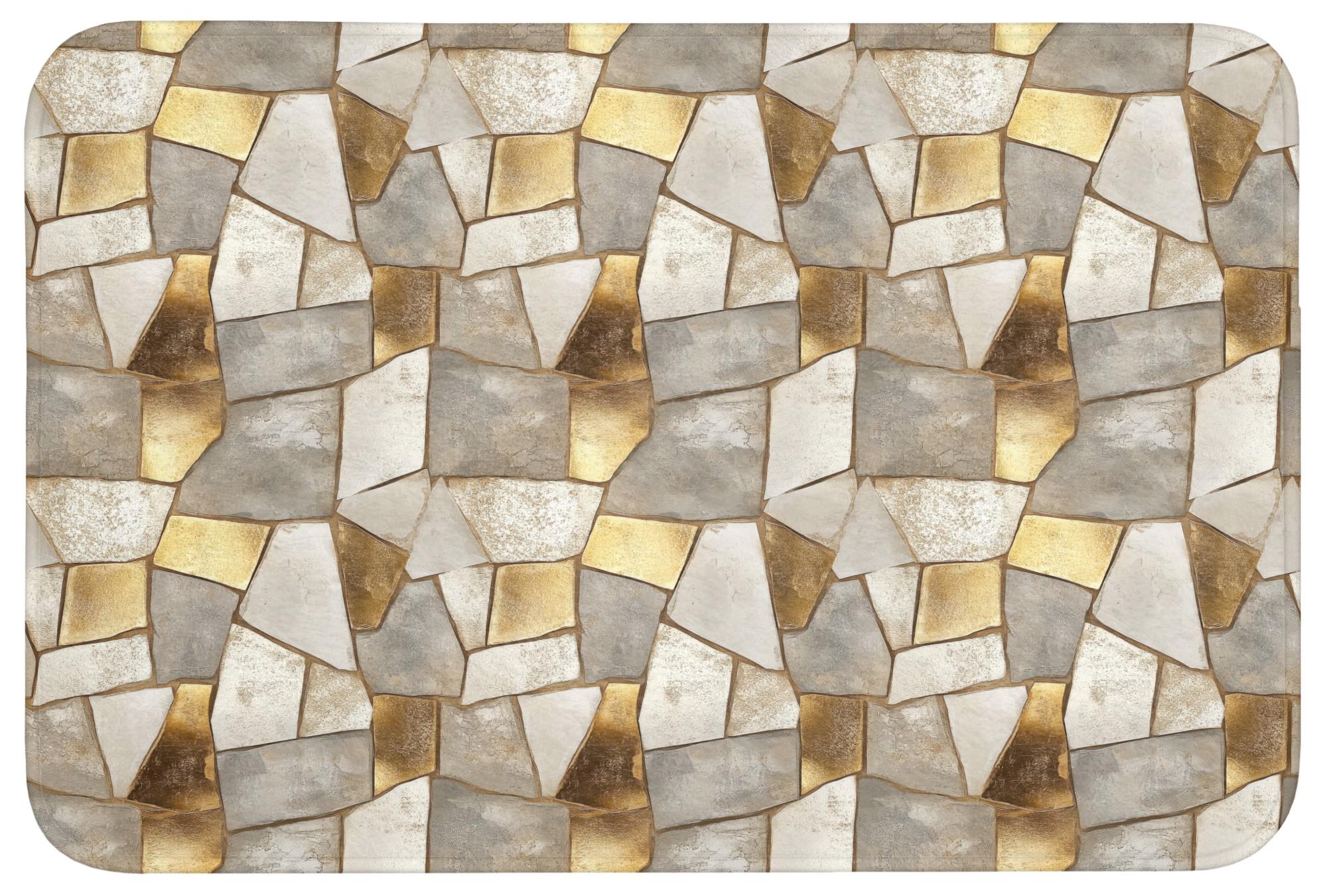 BADEMATTE Mosaik - Marmor - Gold Badvorleger 90x60 cm - Champagner, Textil (90/60cm) - OnlyWow