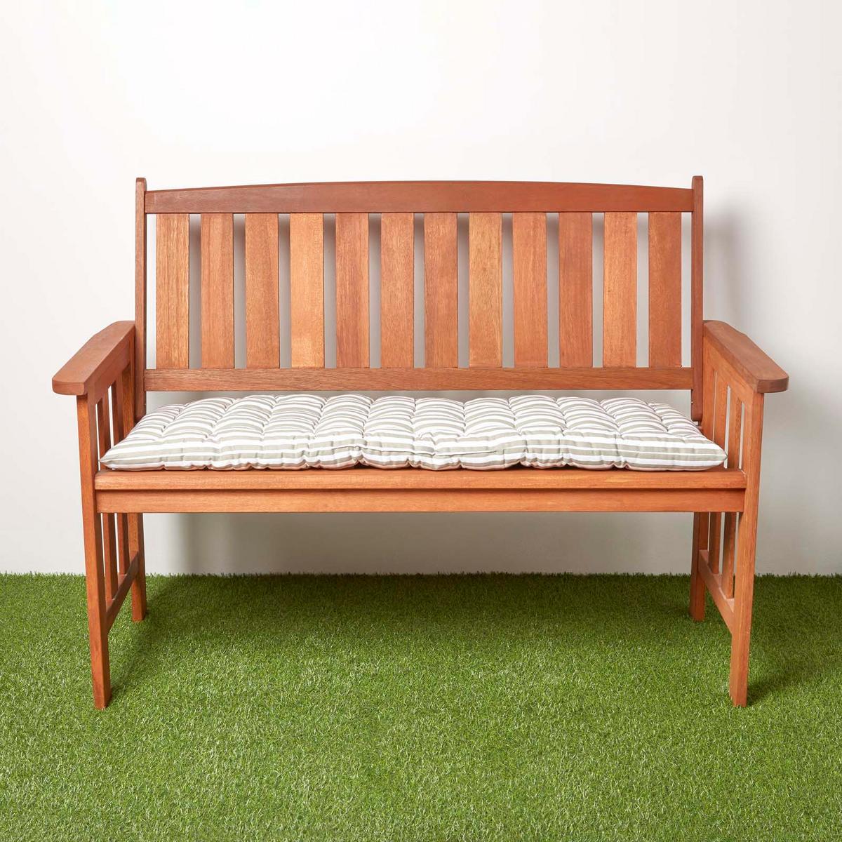 BANKAUFLAGE 2-Sitzer grau-weiß gestreift 108/42/5 cm - Grau, Textil (108/42/5cm) - Homescapes