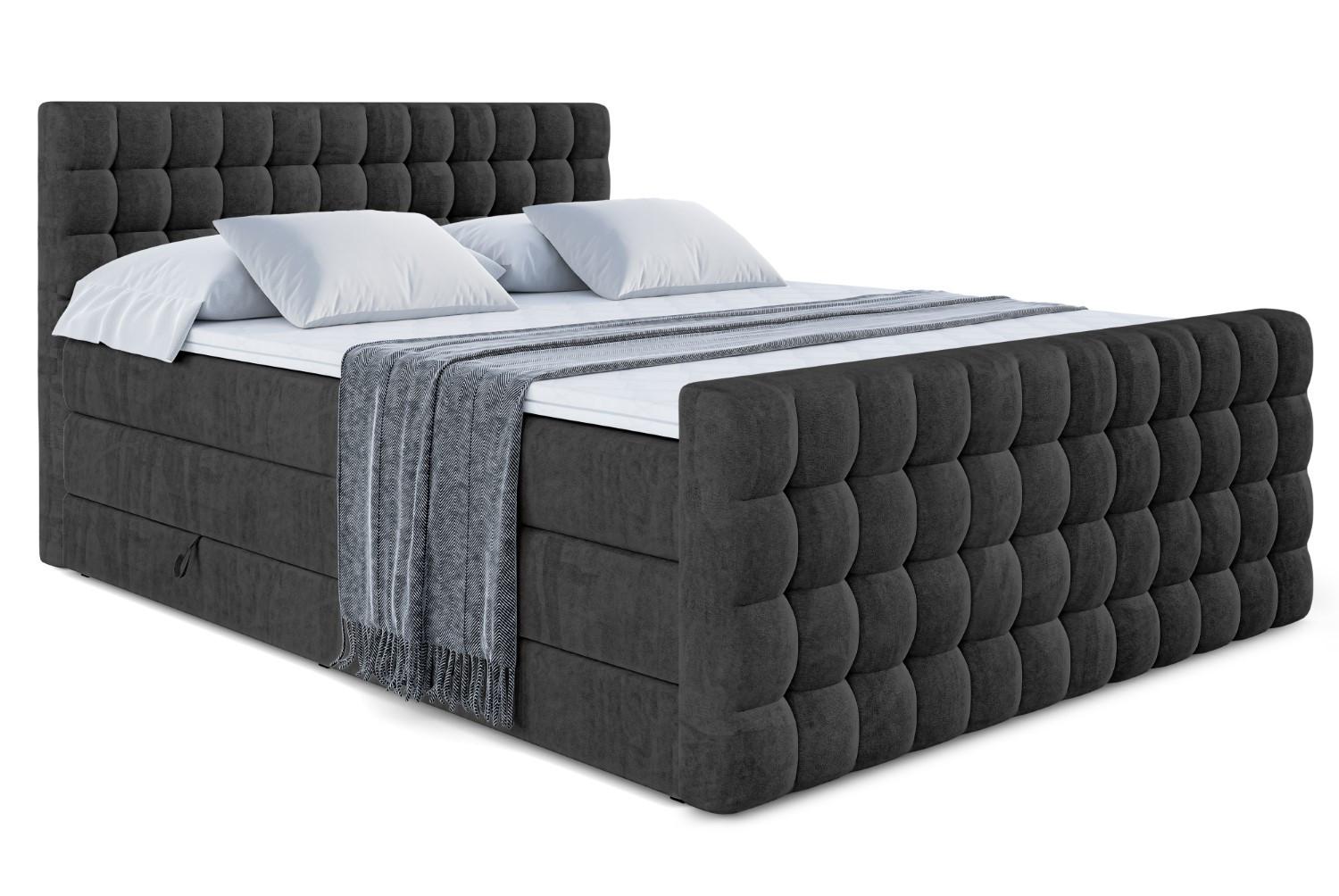 BOXSPRINGBETT VIONE-Z KING - 200 x 200 - H3/H4 - Schwarz - Schwarz, Holzwerkstoff (200/200cm) - ALTDECOR