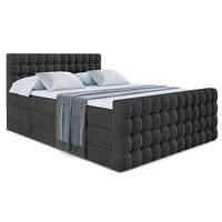 BOXSPRINGBETT VIONE-Z KING - 200 x 200 - H3/H4 - Schwarz - Schwarz, Holzwerkstoff (200/200cm) - ALTDECOR