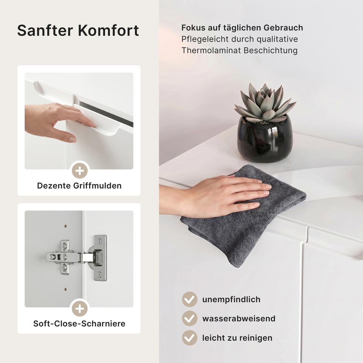 KOMMODE Logan Fronten in Cashmere - Kaschmir, Holzwerkstoff (82/78/37cm) - Vladon