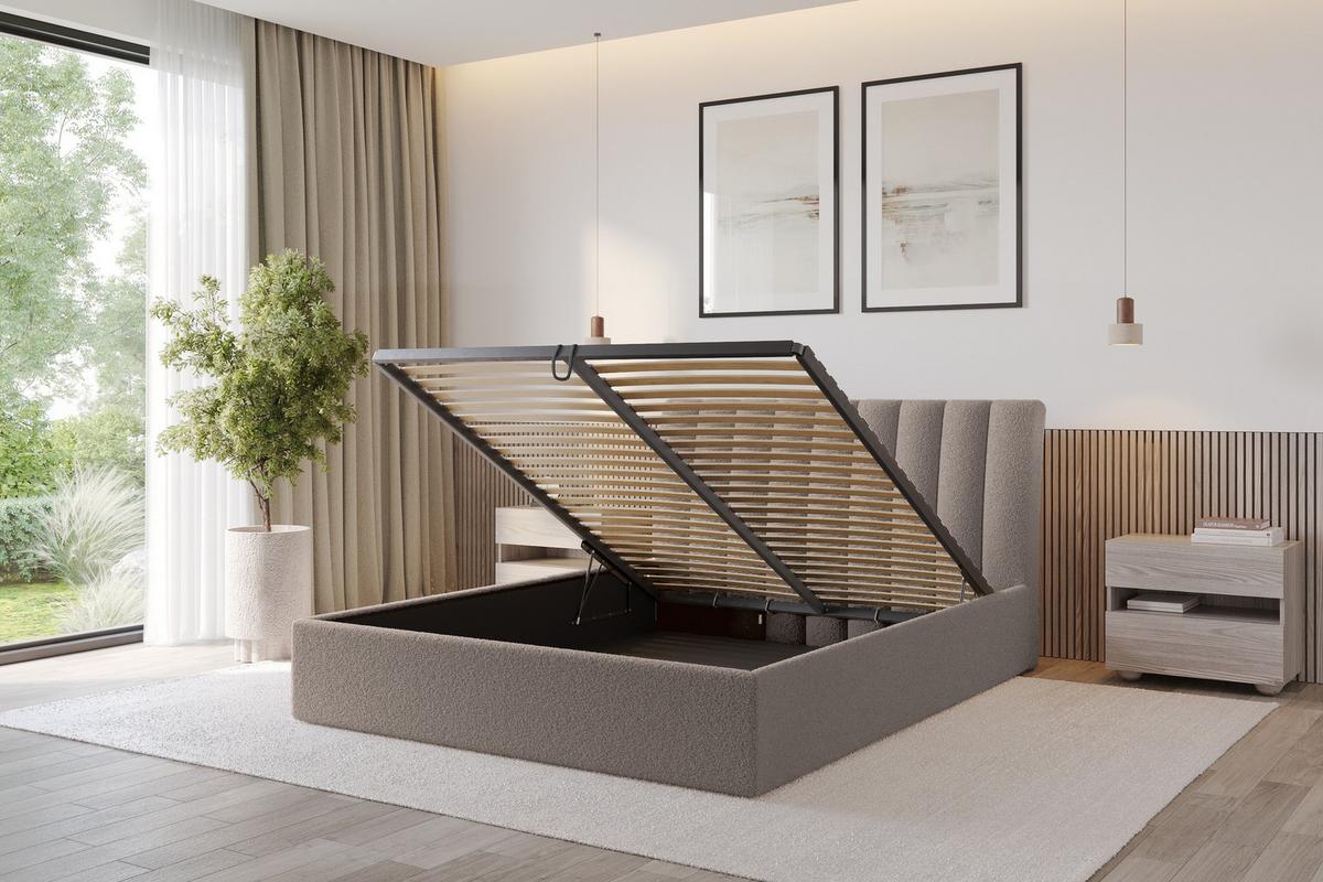 POLSTERBETT mit Bettkasten und Lattenrost, Bett mit Matratze H3/H4 - ILAN 140x200 Braun - Braun, Holzwerkstoff/Textil (140/200cm) - ALTDECOR