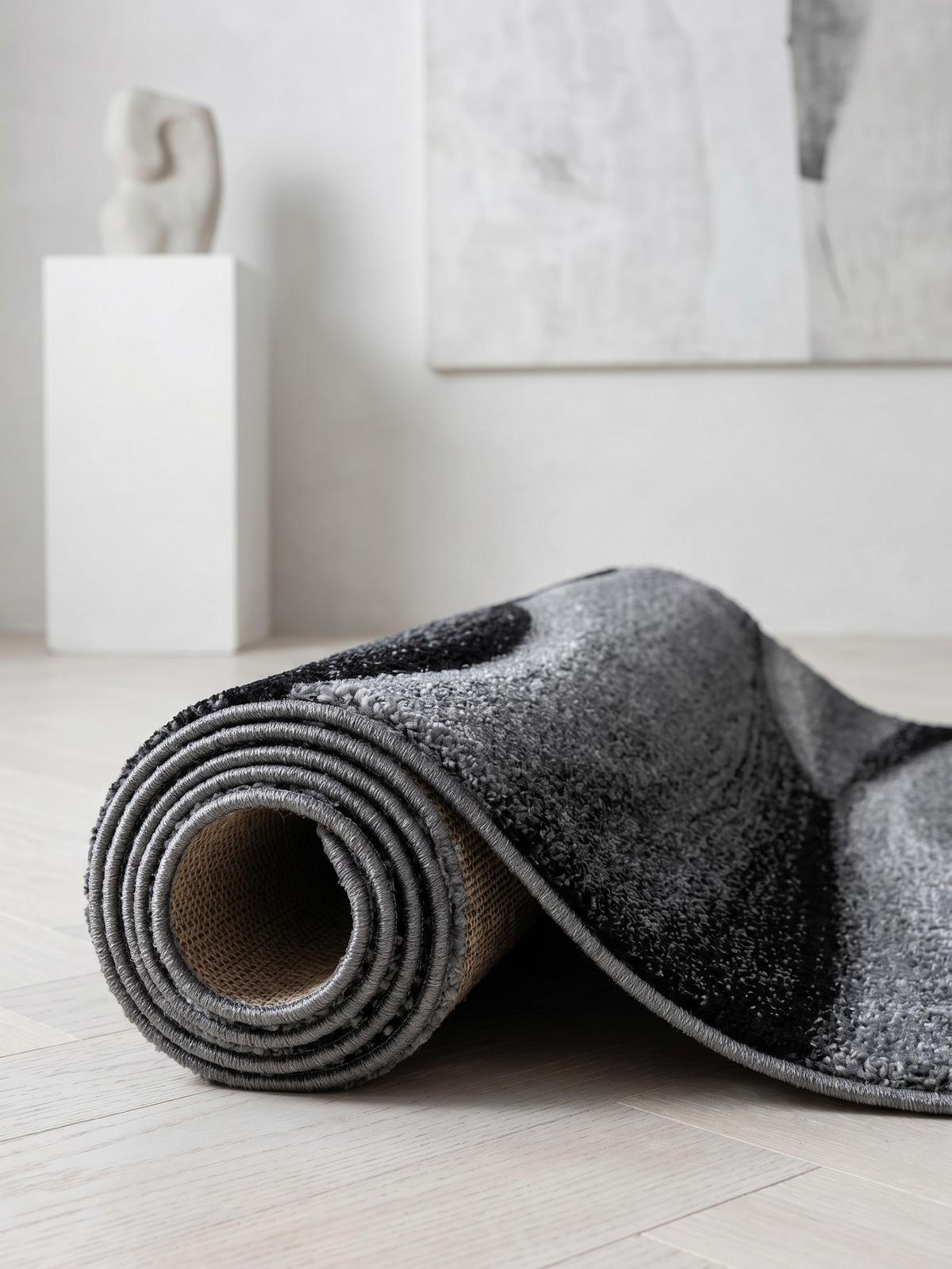 KURZFLORTEPPICH SOLDA, mit Farbverlauf, Schwarz, 80 x 150 cm - Schwarz, Textil (80/150cm) - KADIMA DESIGN