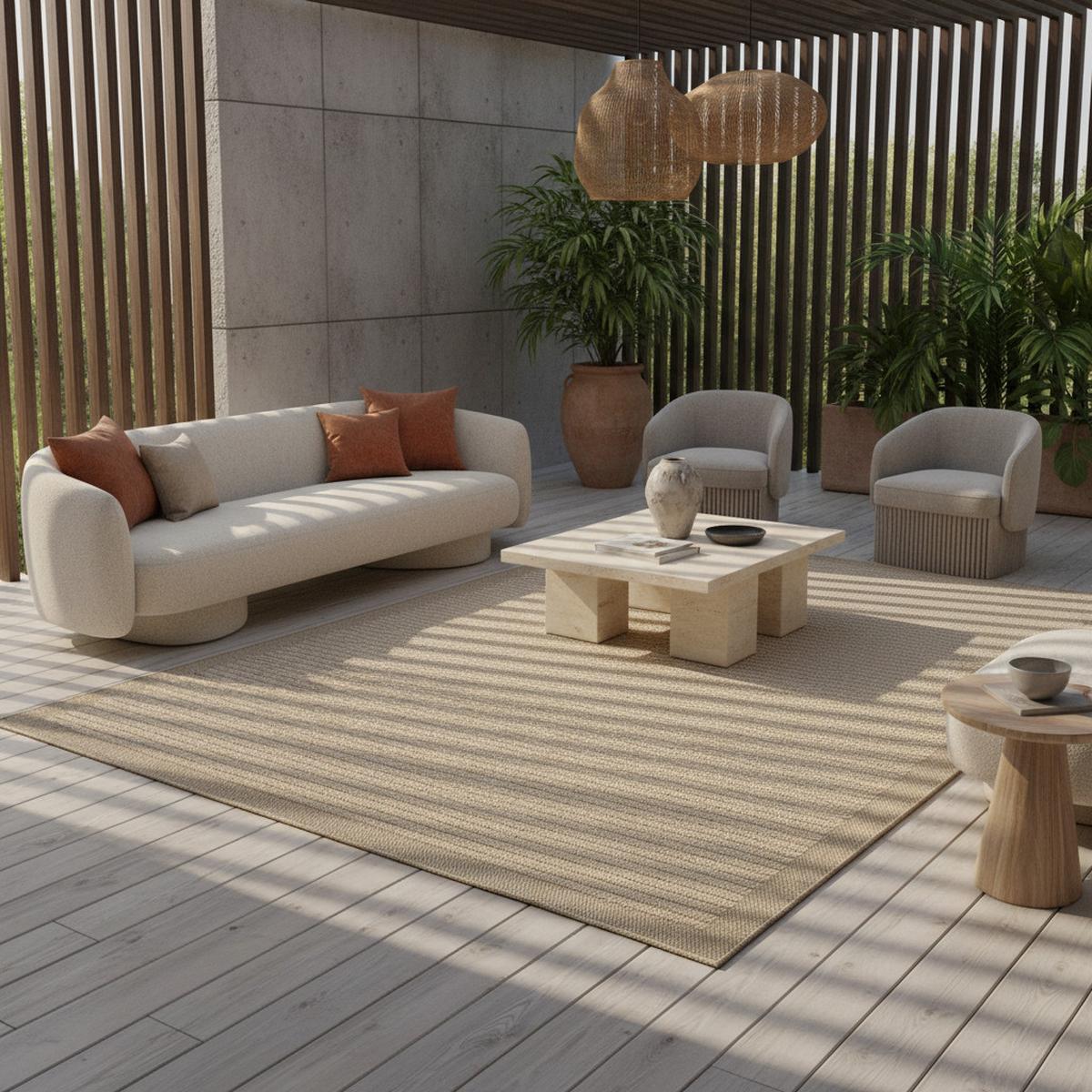TEPPICH Outdoor DAFNE in Beige, einfarbig, 140 x 200 cm - Beige, Textil (200/140cm) - KADIMA DESIGN