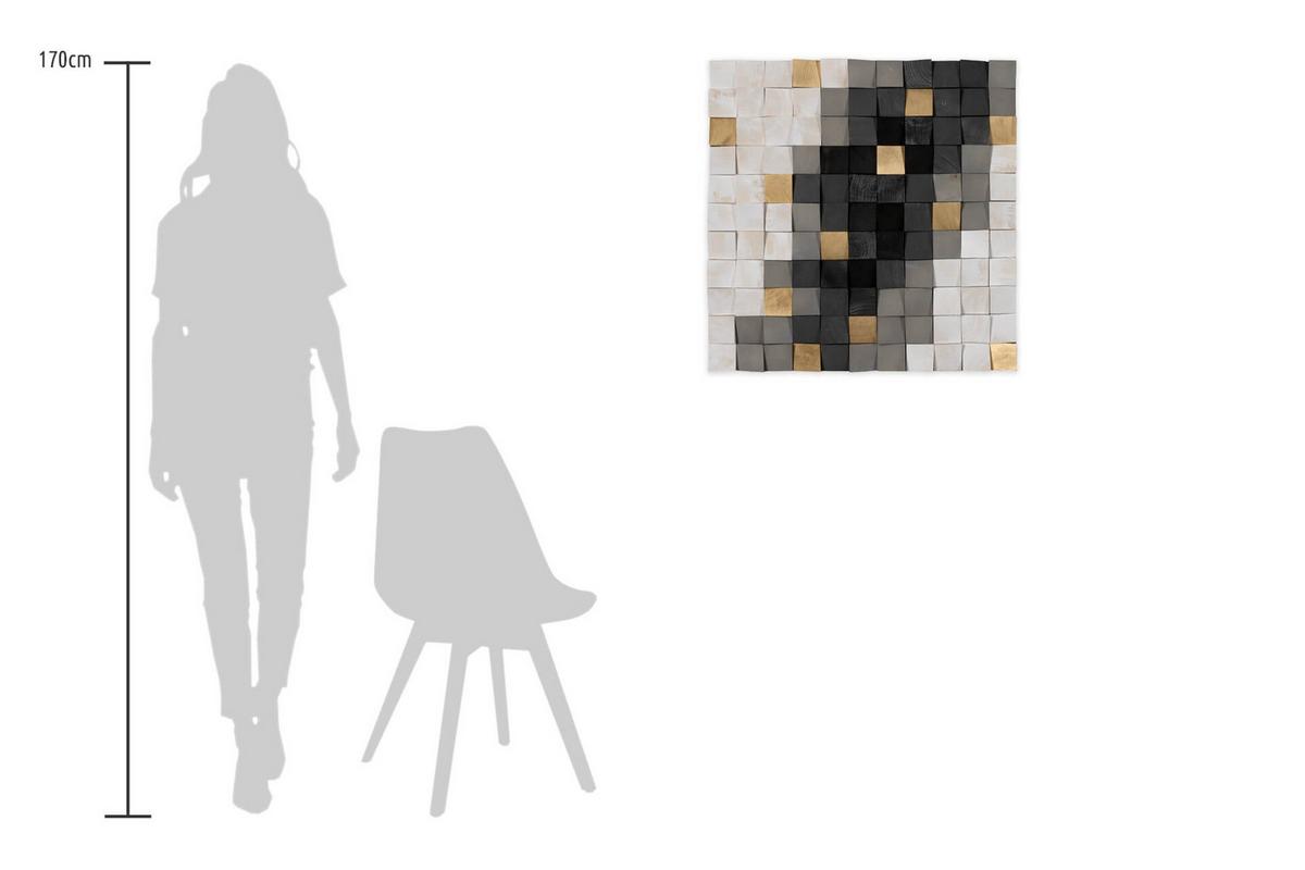 HOLZBILD Grau 75/75 cm - Schwarz/Grau, Holz (7/75cm) - KUNSTLOFT
