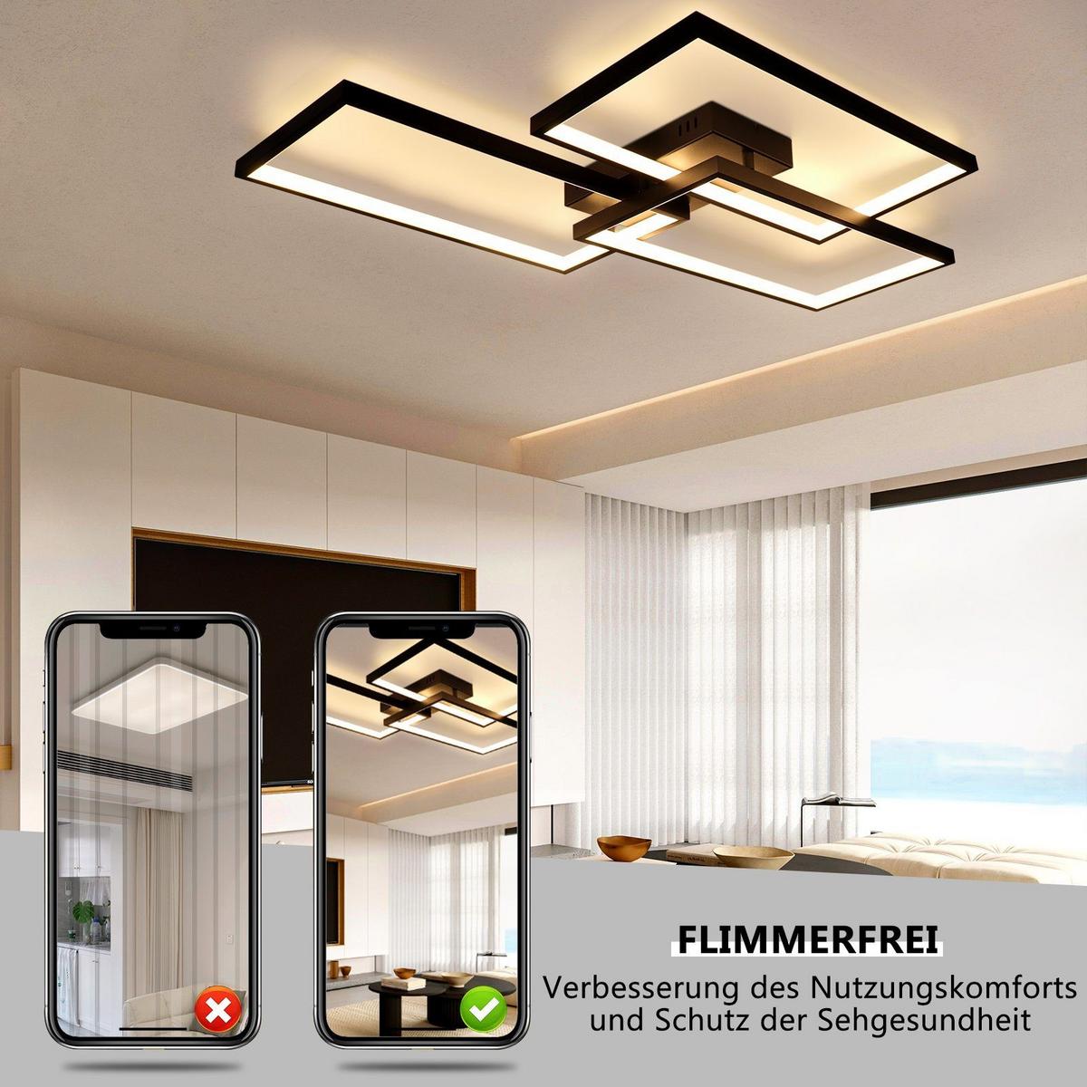 LED-DECKENLEUCHTE Lia 80/54/8 cm - Schwarz, Metall (80/54/8cm) - Nettlife