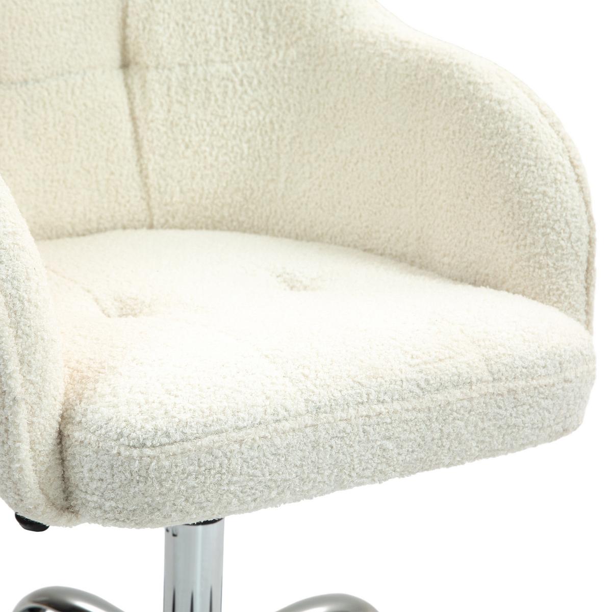 BÜROSTUHL Polyester Kunstleder Cremeweiß - Weiß, Kunststoff (61/86/56cm) - HOMCOM