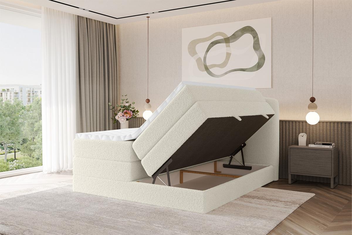 BOXBETT mit Matratze H3|H4 - NINA KING - 180x200 cm - Beige - Sandfarben, Holzwerkstoff (180/200cm) - ALTDECOR