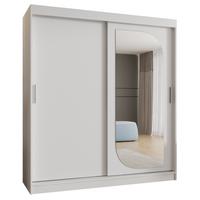 SCHIEBETÜRENSCHRANK mit Spiegel LUCY 200/180/62 2-türig - Silberfarben/Weiß, Holz (180/200/62cm) - MÖBEL KRYSPOL