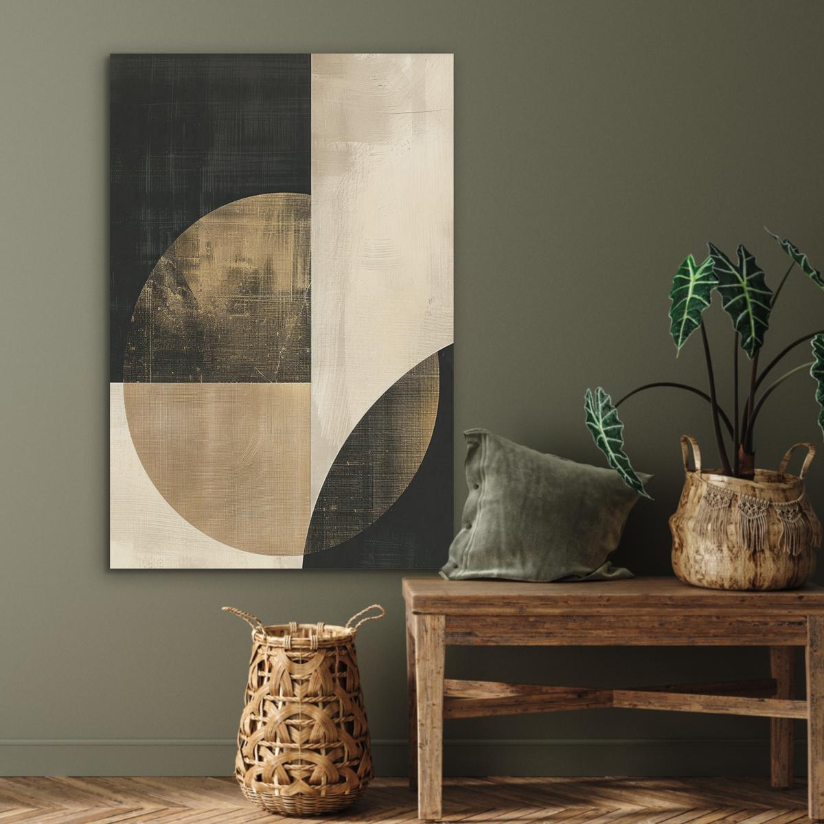 AKUSTIKBILD Abstrakt - Geometrische Formen - Schwarz - Gold Wanddeko 70x100 cm - Ecru, Kunststoff (70/100/0.9cm) - MuchoWow