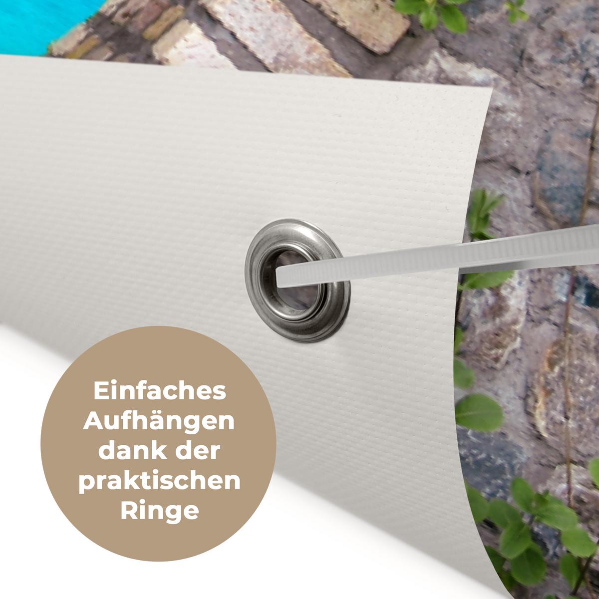 GARTENPOSTER Meer - Baum - Tropisch - Ausblick Gartendeko 90x60 cm - Graubraun, Kunststoff (90/60/0.2cm) - OnlyWow