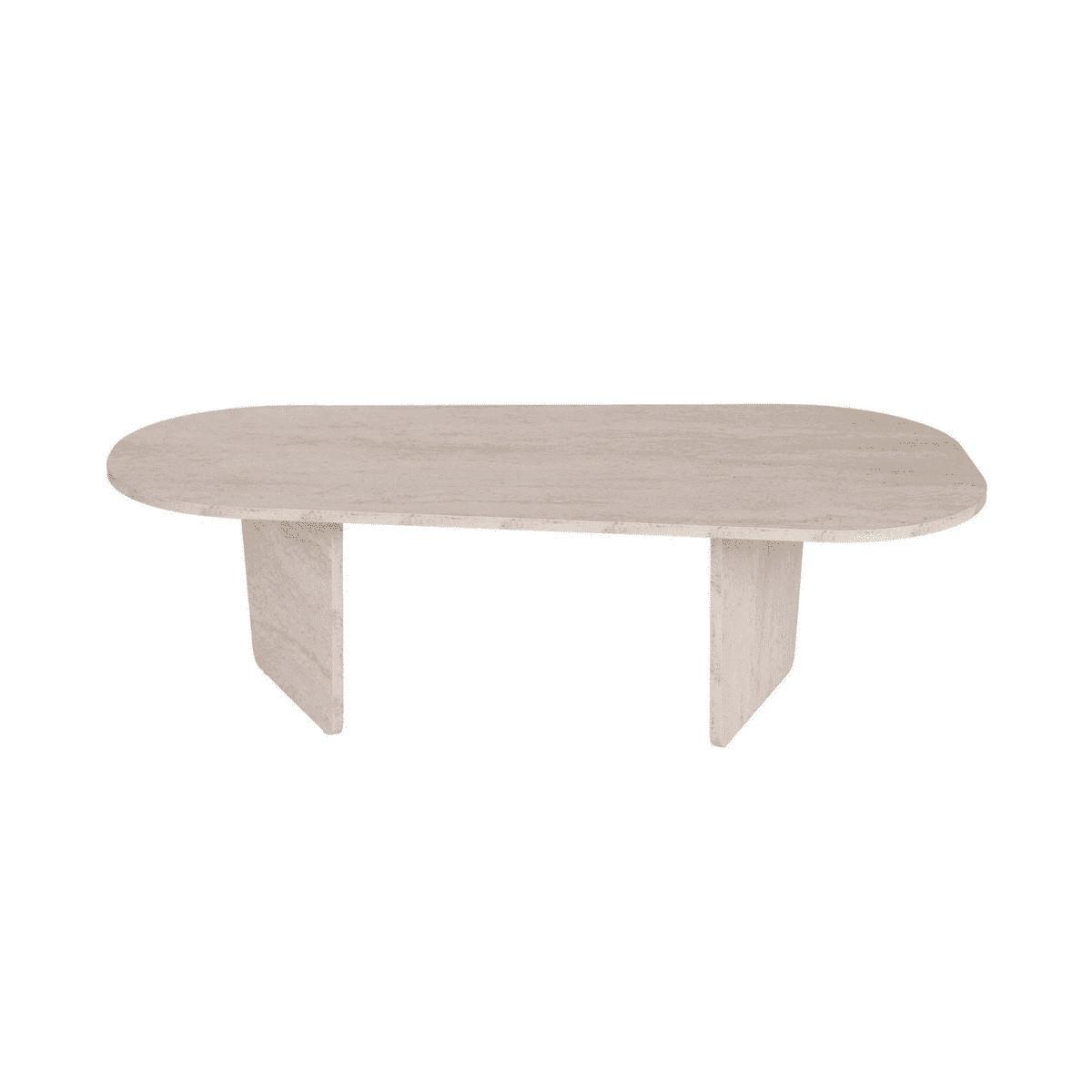 COUCHTISCH mit abgerundeter Tischplatte L130 cm 65/130/40 cm - Beige, Holzwerkstoff (70/65/40cm) - Calicosy